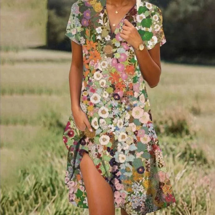 Women's casual summer dress, elegant & comfortable. Ideal for everyday wear, beach outings & vacation.