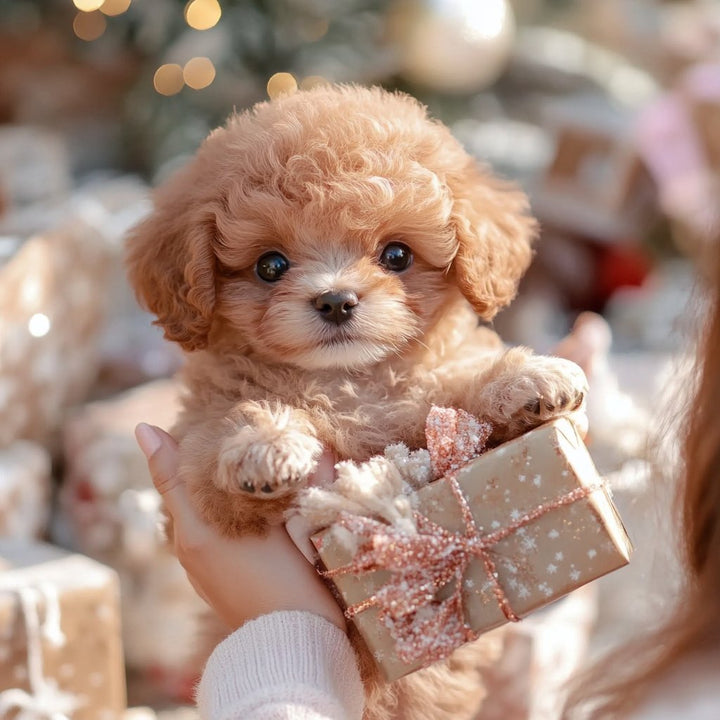 Sensory interactive puppy toy, realistic fur & gentle movements, calms & entertains kids & seniors.