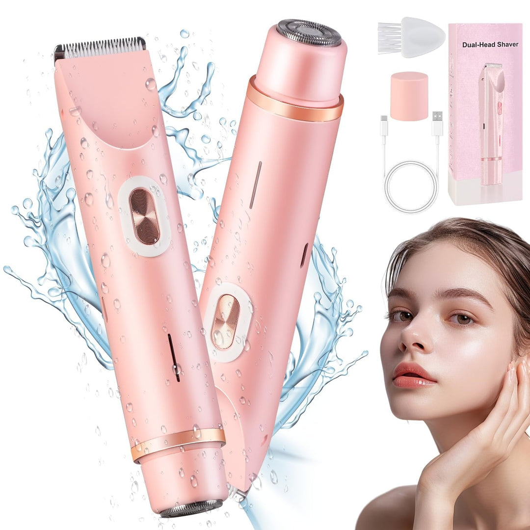 Achieve smooth, hair-free skin with this waterproof, cordless 2-in-1 electric shaver & bikini trimmer for women.