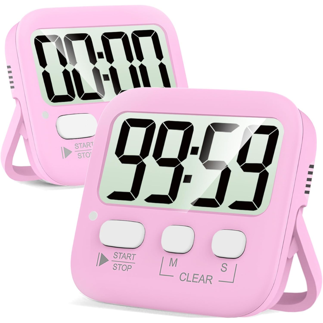 Unisex 2-pack digital timers for cooking, studying, and workouts. Essential home time management tools.