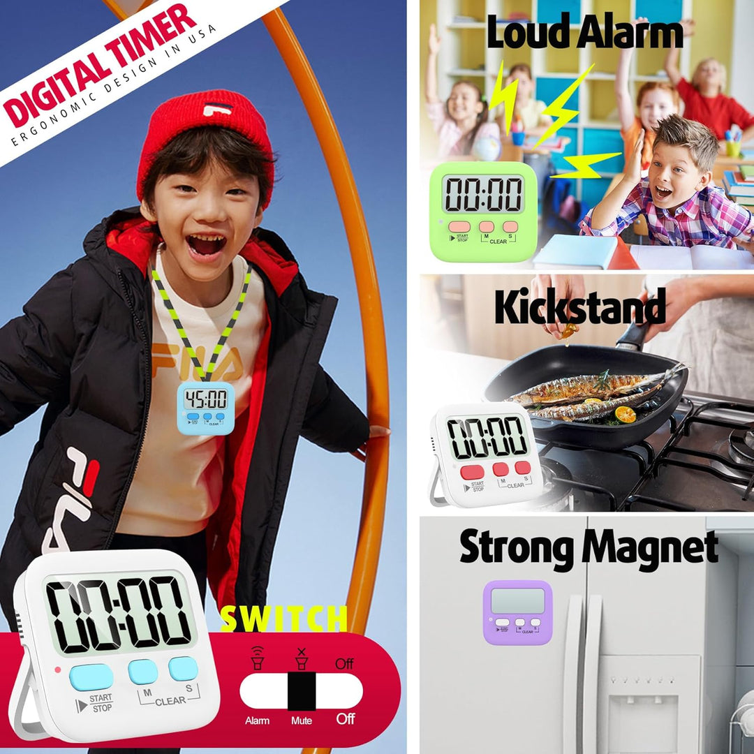 Track time with this 2-pack digital kitchen timer, ideal for cooking, baking, and study.