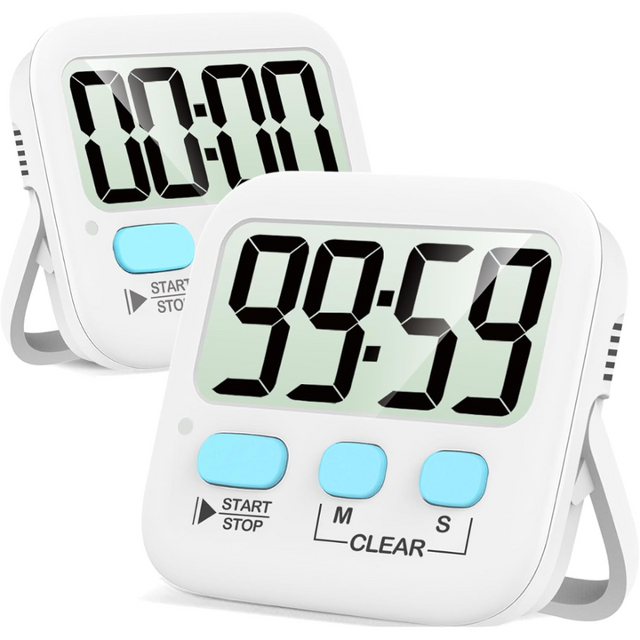 Versatile 2-pack digital timers for cooking, study, exercise, and all your timing needs.