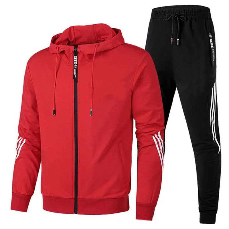 Modern men's athletic tracksuit, a comfortable two-piece set designed for versatile casual and active wear.
