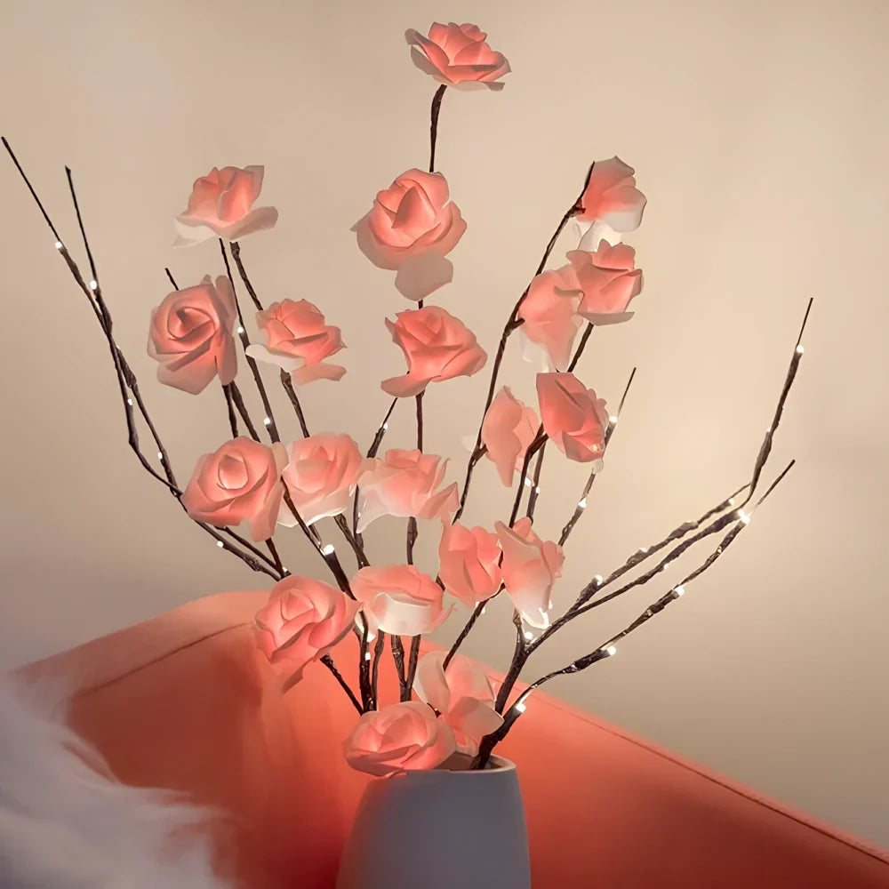 Enchanting LED flower branches, battery operated, ideal for festive or daily home decor.