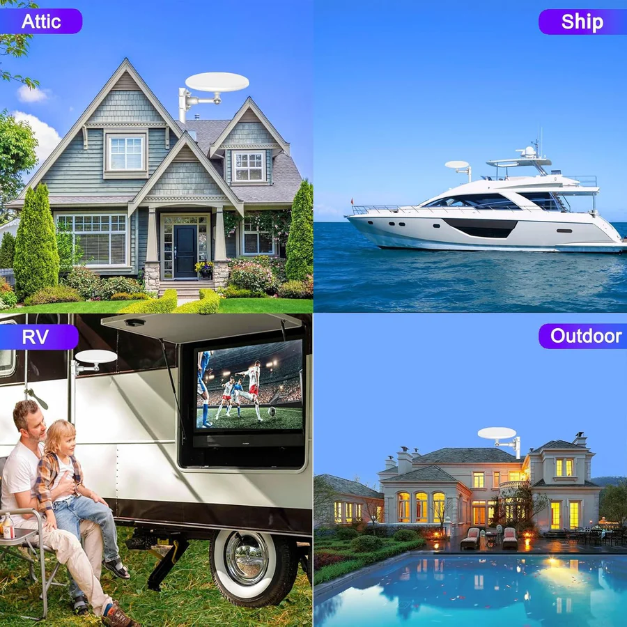 Weatherproof outdoor TV antenna, receives free 4K HD local broadcast channels (UHF/VHF).