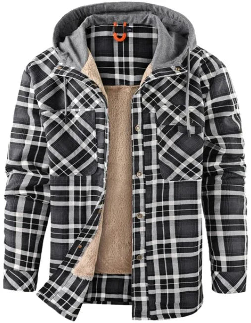 Warm men's Ragnar insulated plaid jacket. Water-repellent outerwear for cold fall & winter outdoor activities.
