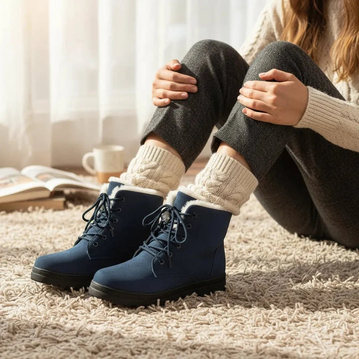 Stylish women's grey snow boots with faux fur lining for ultimate warmth and comfort.