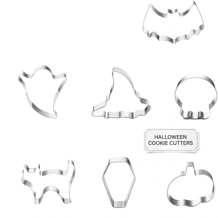 Get creative with this 7-piece Halloween cookie cutters set, perfect for spooky designs.