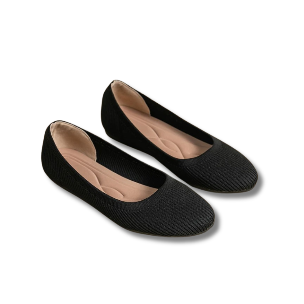 Women's stylish & comfy black ballet flats, perfect versatile footwear for office, casual, & everyday fashion.