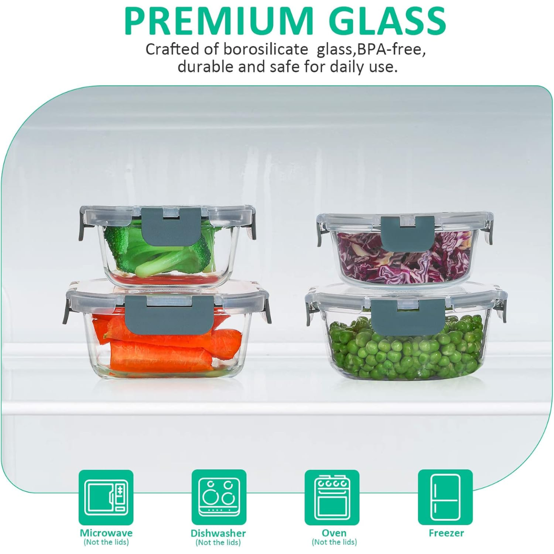 Complete 24-piece airtight glass food storage solution for kitchen organization & healthy meal prep.