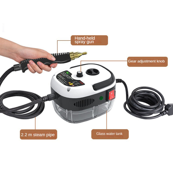 Powerful 2500W steam cleaner tackling bathroom tiles & grout, deep home cleaning without chemicals.