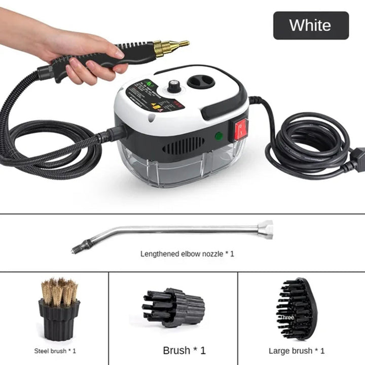 Eco-friendly 2500W high-pressure steam cleaner, providing chemical-free deep cleaning & sanitization for homes.