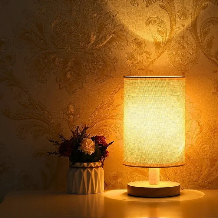 Nvroome Lights LED Dimmable Table Lamp, featuring an organic glow & stylish wood base for modern home decor.