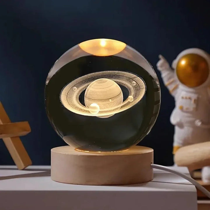 Unique gift: Luminous 3D galaxy crystal ball night light with an elegant wooden base. Perfect for cosmic lovers.