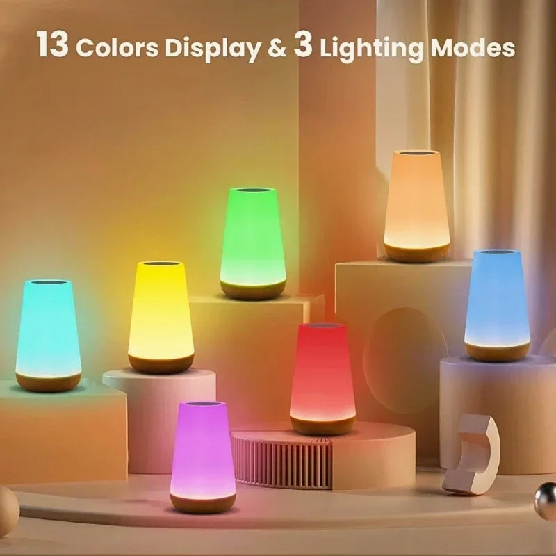 Dimmable multicolor LED night light, easily controlled by touch or remote for perfect ambient brightness.