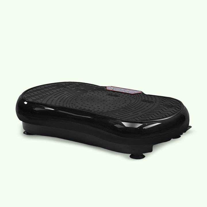 Home exercise vibration plate machine with resistance bands for versatile, full body slimming workouts.