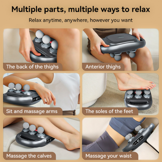 Unisex portable massage gun, 6 attachments, for full body pain relief & wellness.