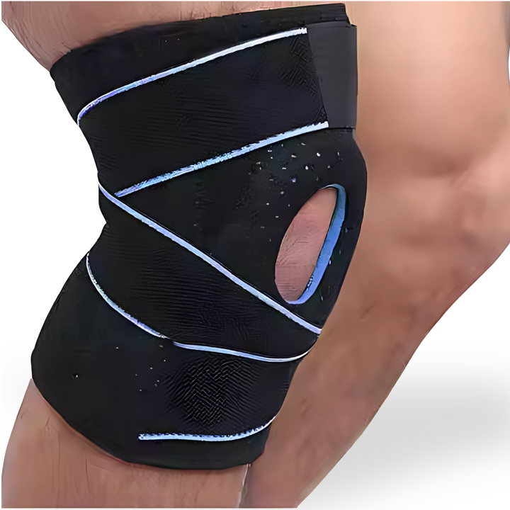 Adjustable neoprene knee brace, unisex, provides patella stability & athletic support for recovery.