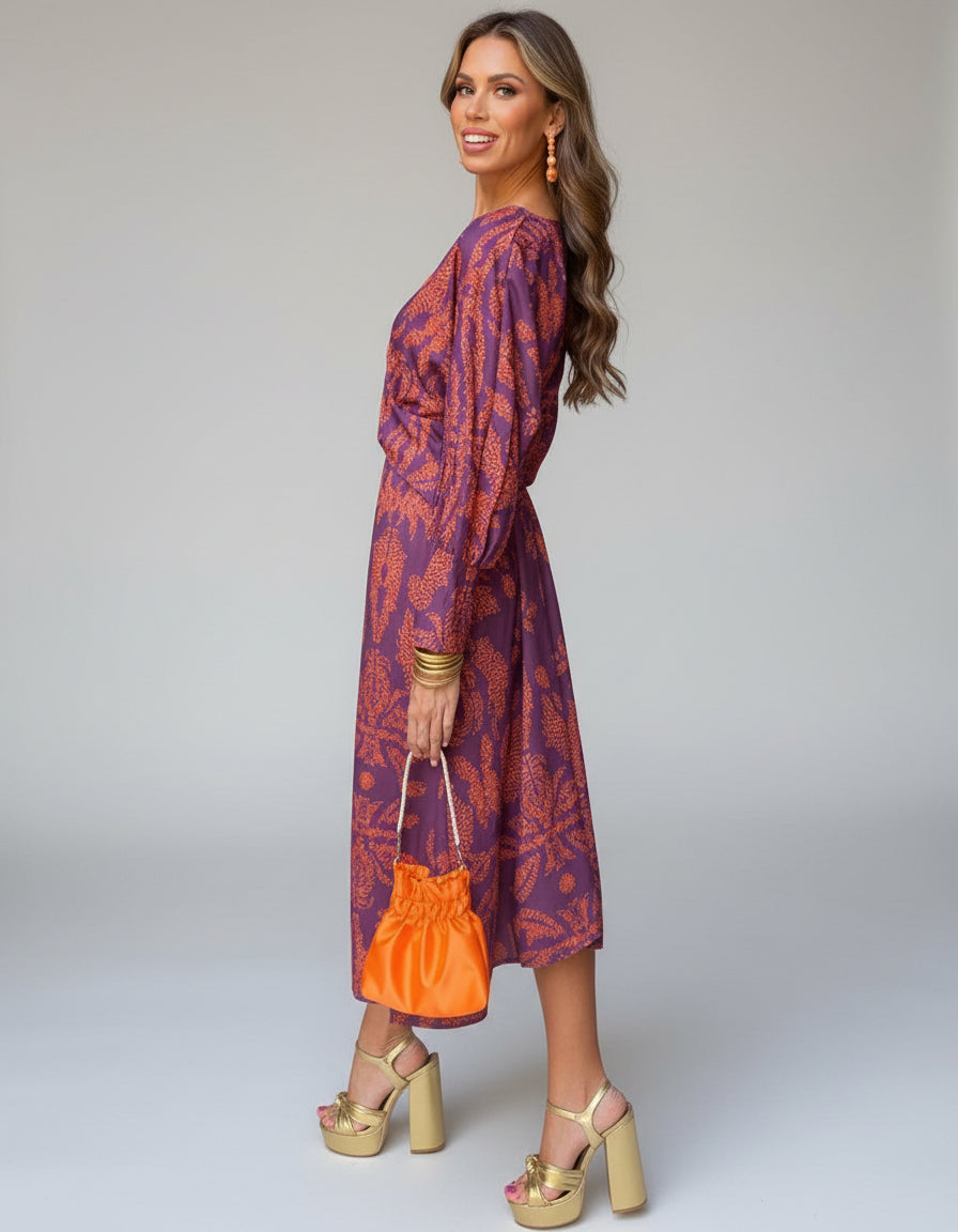 Stylish women's bohemian wrap dress, comfortable & chic for summer outings.