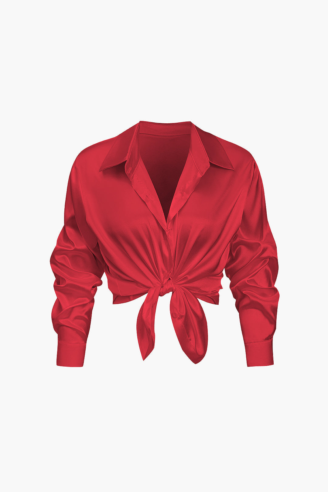 Professional women's long-sleeve button-down blouse, ideal for corporate wear.