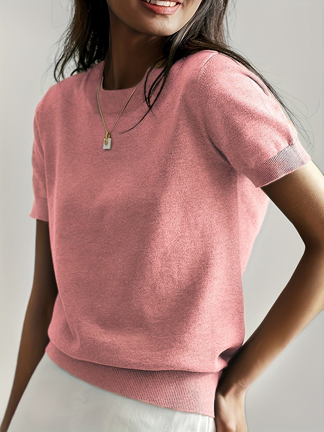 Comfortable women's short-sleeve tee, a perfect layering piece for spring and essential summer style.