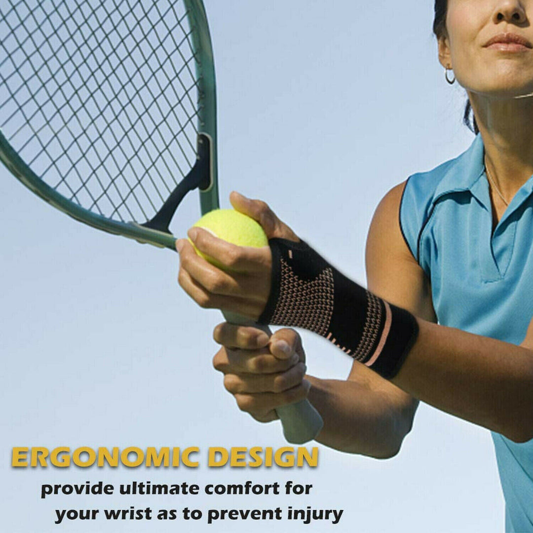 Premium copper wrist & hand brace for effective pain management & injury prevention.