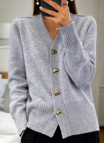 Essential fall fashion V-neck button front cardigan for women, a cozy long sleeve sweater for cool weather.