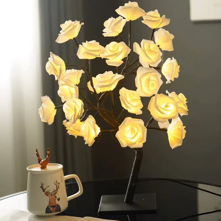 Modern LED rose tree lamp, a decorative blossom bonsai for stylish homes.