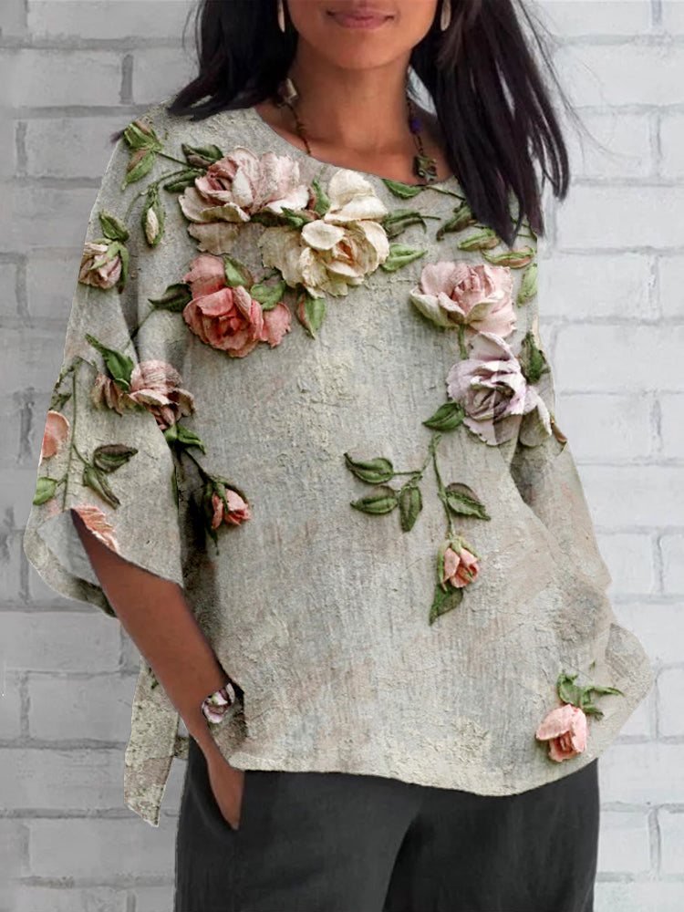Vibrant floral print women's Anouk top with a flattering fit, perfect for casual or elegant spring and summer wear.