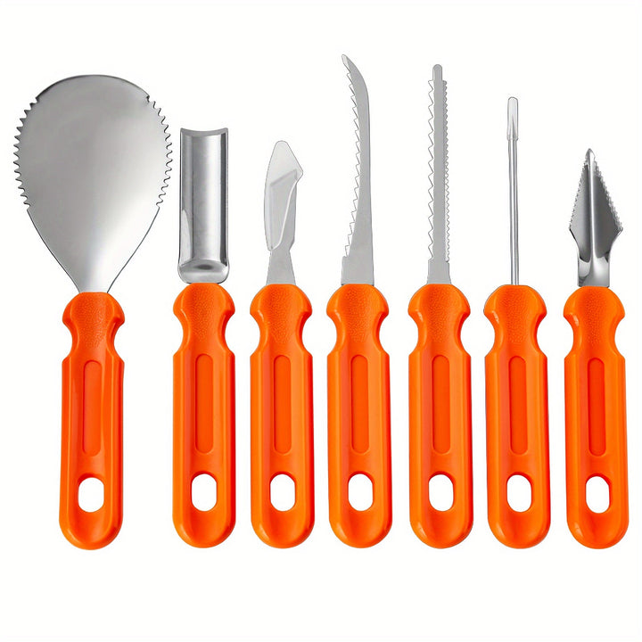 Precision 7-piece pumpkin carving tools for spooky season. Ideal for all skill levels and detailed work.