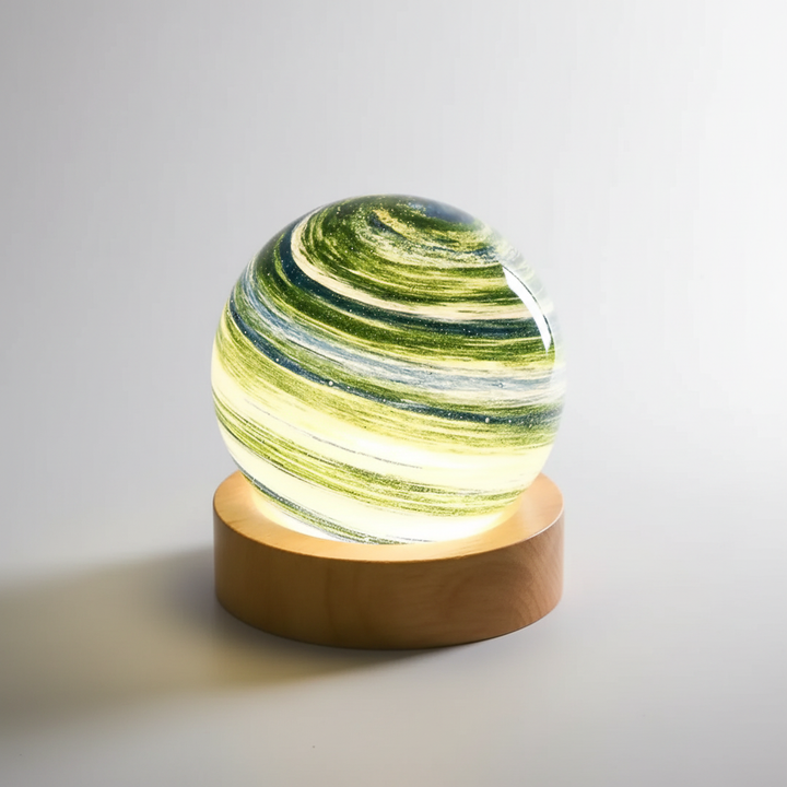 Modern 3D mini planet table lamp (SkySphere) with a cosmic design, adding a decorative night light to any room.