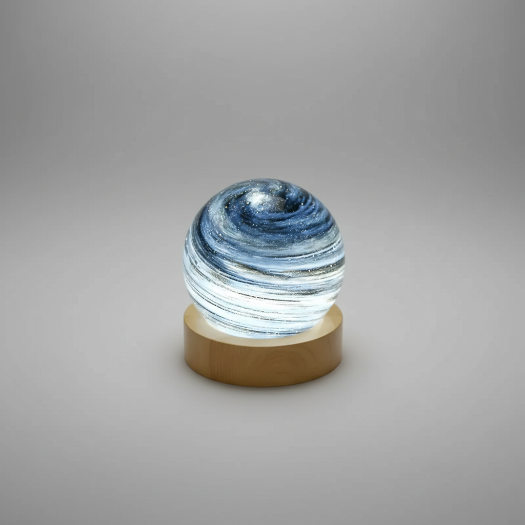 Unisex SkySphere 3D mini planet lamp, a versatile night light and decorative glass lamp for celestial home decor.