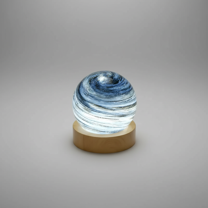 Unisex SkySphere 3D mini planet lamp, a versatile night light and decorative glass lamp for celestial home decor.