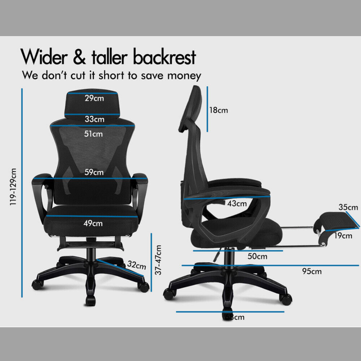 Rear view of a high-back ergonomic mesh office chair, highlighting breathable design & lumbar support.
