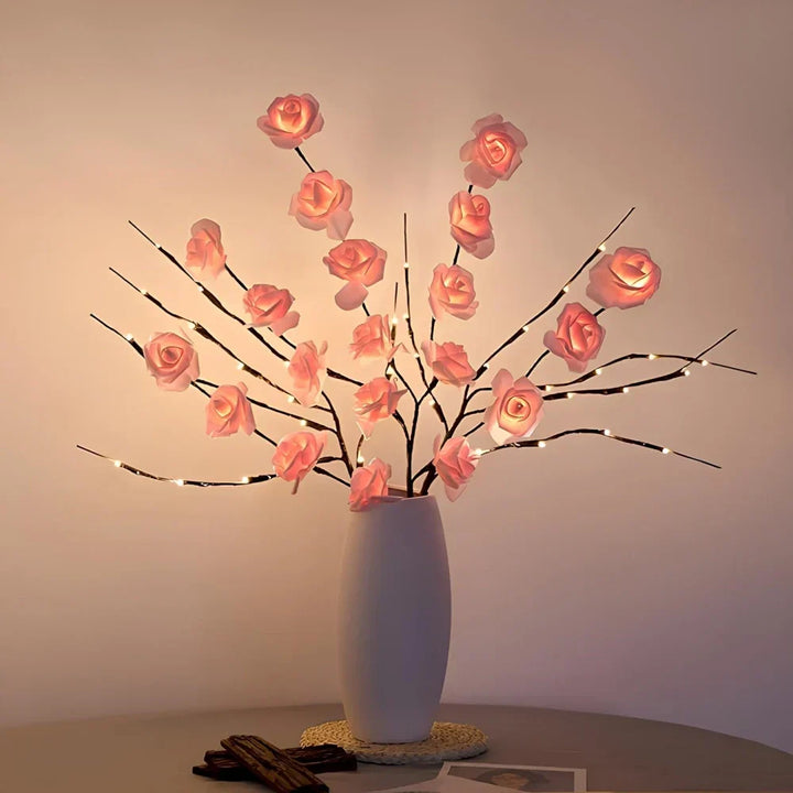 LED flower decor branches, battery operated for flexible placement and mood lighting.