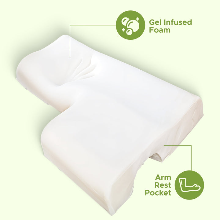 Ergonomic memory foam bed pillow, designed for side sleepers to provide ultimate comfort & support.