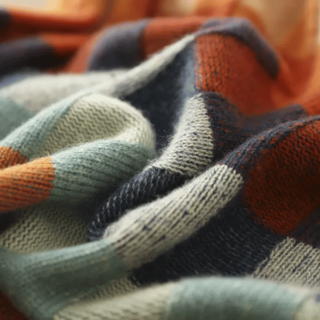 Stylish women's patchwork turtleneck, a warm and elegant pullover sweater for cold weather.