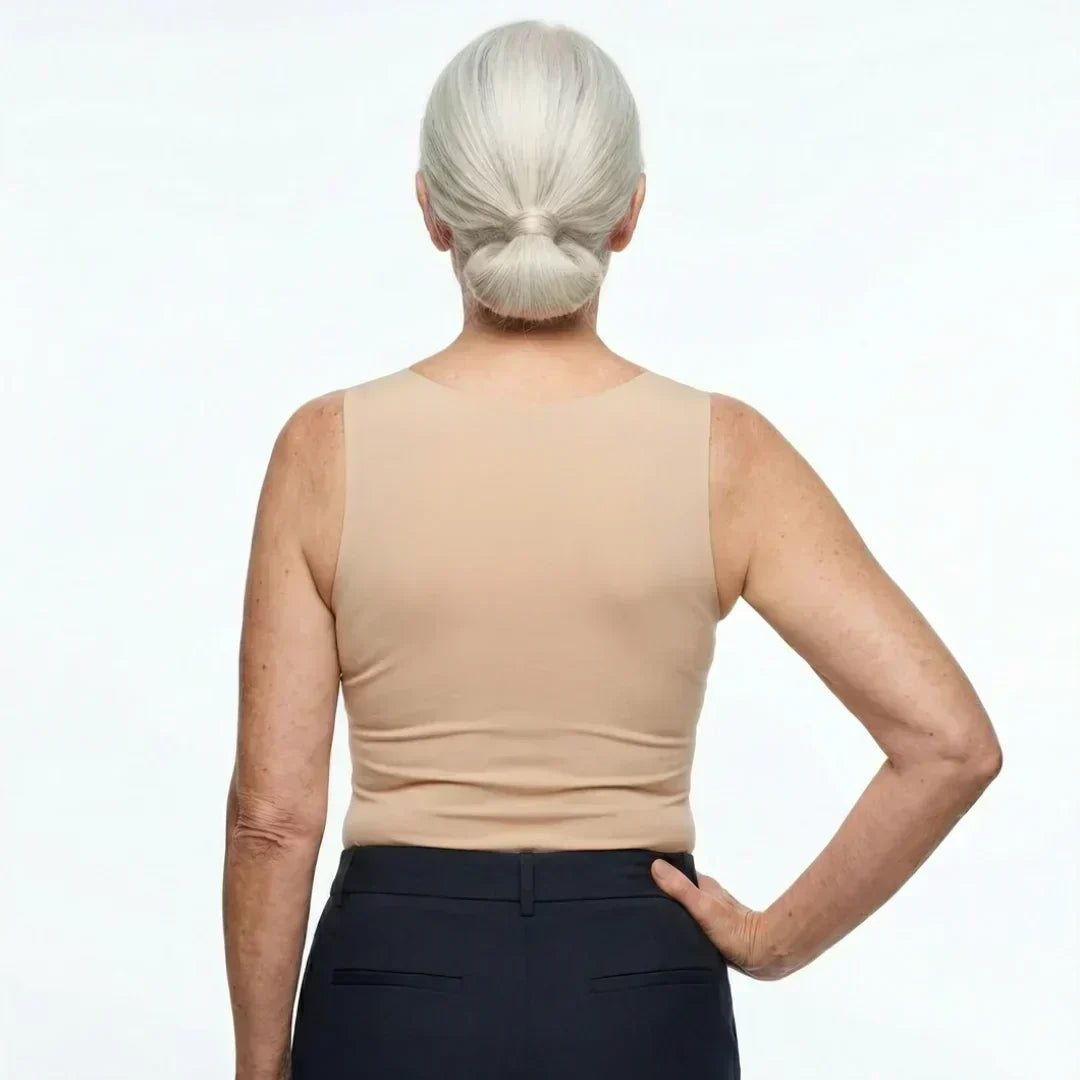 Supportive women's tank top featuring a built-in bra and compression fit for all-day comfort.