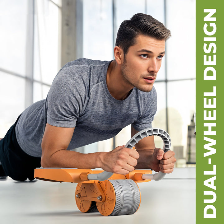 Abdominal trainer abs roller with smart timer & elbow support for unisex core exercise.