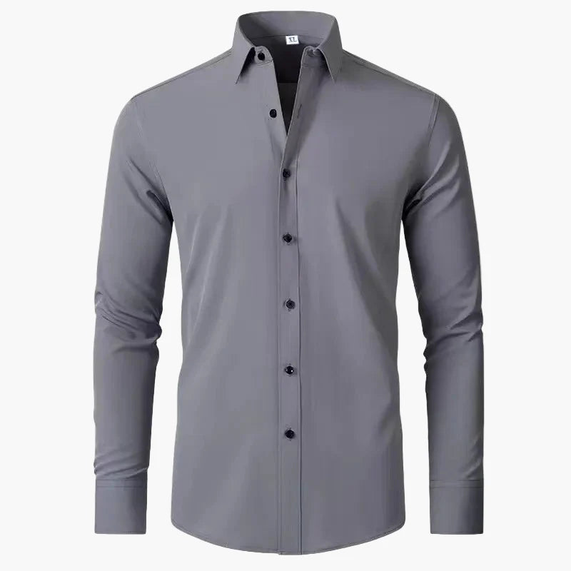 Formal men's long sleeve collared dress shirt. Button-down style, perfect for office, business casual, & classic men's fashion.