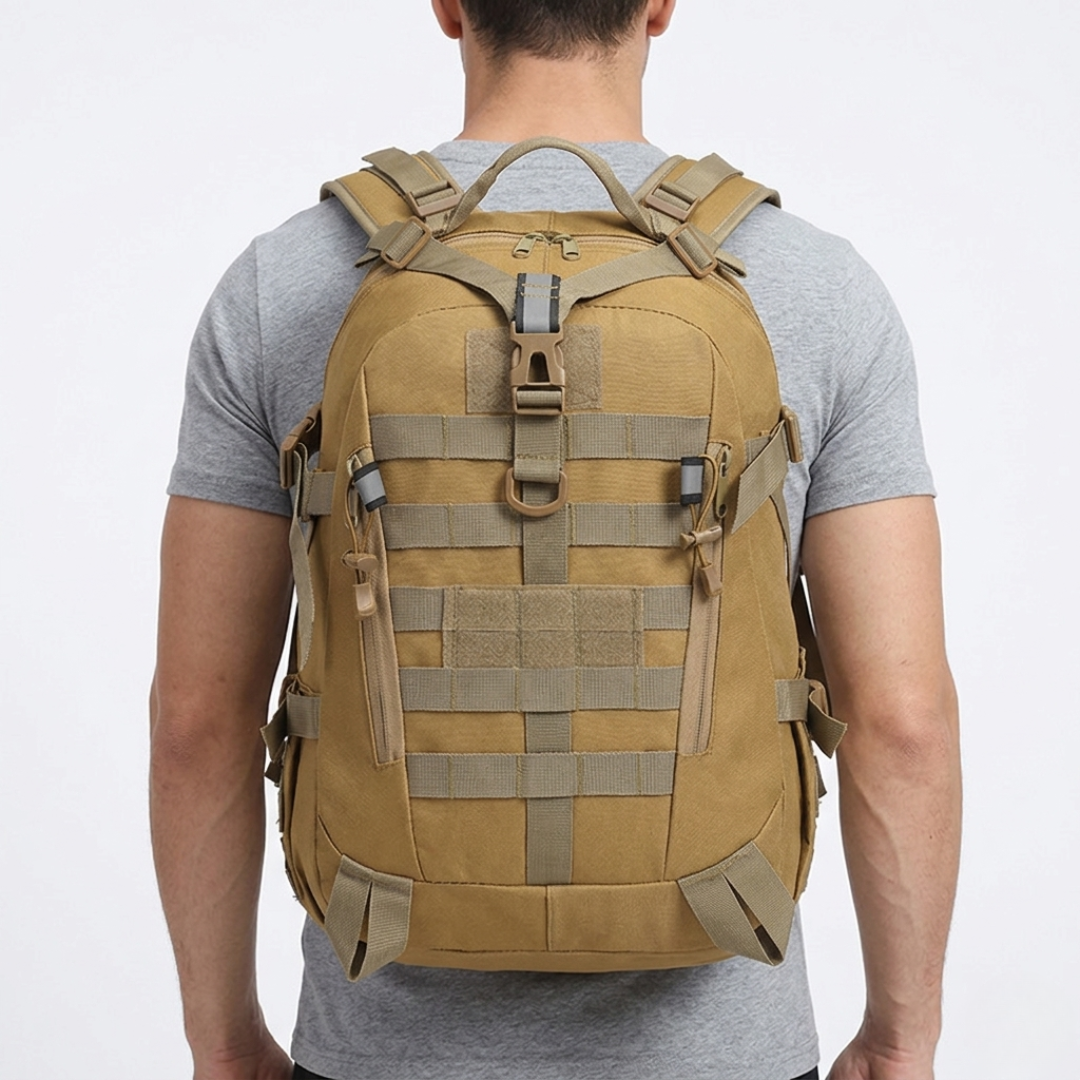 Unisex 10 gallon tactical backpack, durable, waterproof, perfect for hiking, camping & travel adventures.