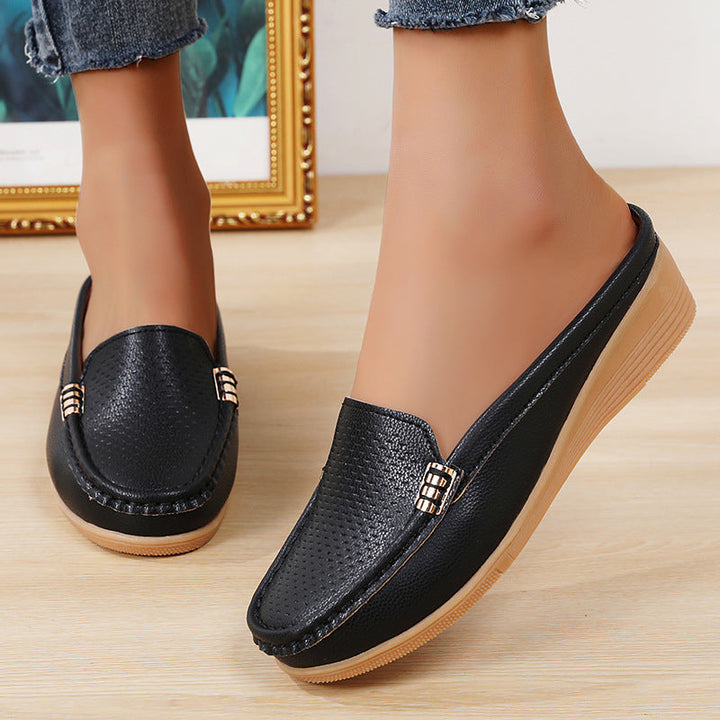 Spring/summer women's wedge loafers, easy slip-on mules for stylish and comfortable fashion.