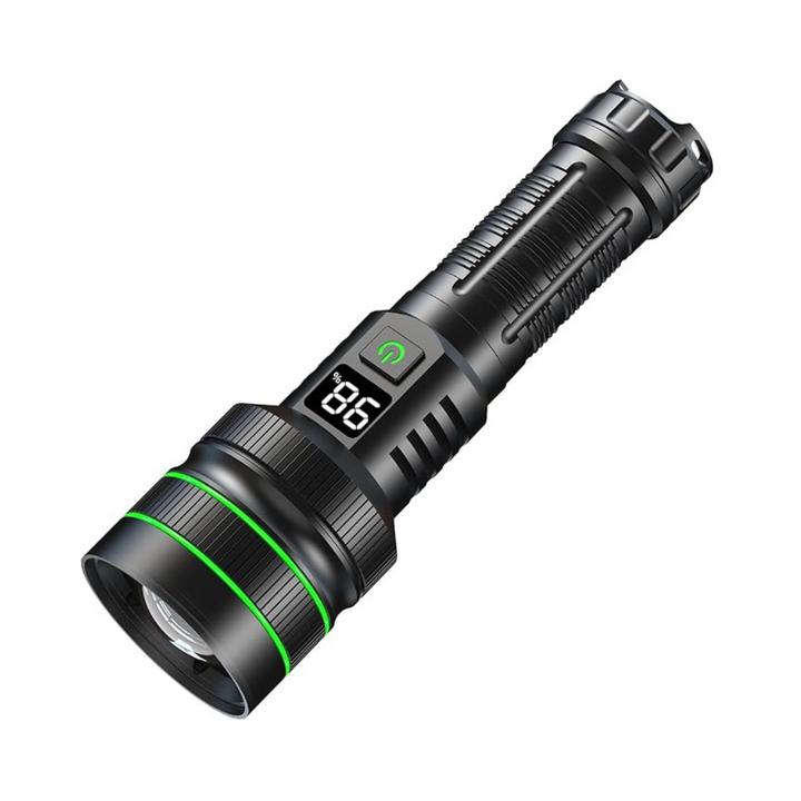 Powerful LED flashlight for outdoor emergency & survival, bright beam.