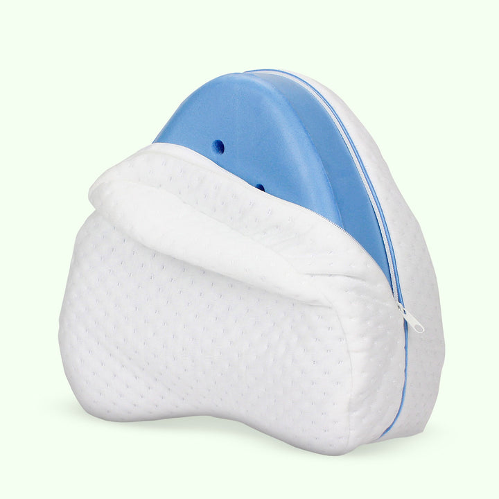 Premium memory foam knee support pillow for all sleepers, offering superior leg comfort & pressure relief.