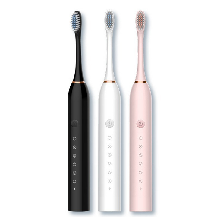 Sleek rechargeable sonic toothbrush, quiet operation, & multiple cleaning modes for comprehensive oral care.