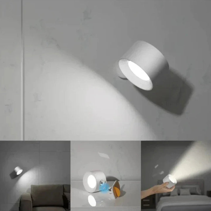 Easy-install cordless LED lamp, magnetic, rotating for flexible illumination in any room.