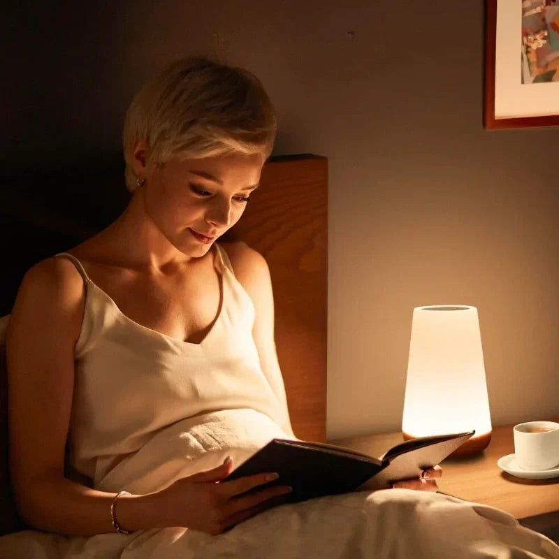 Dimmable multicolor LED night light with touch & remote control, creating various ambient moods & lighting.