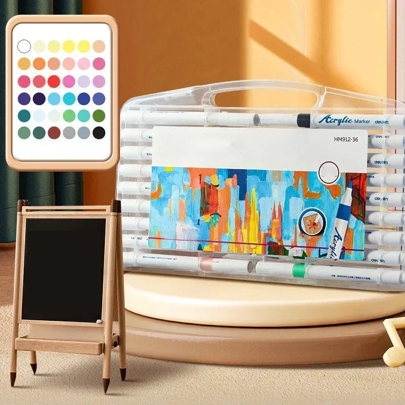 Vibrant acrylic paint pens bring colors to life. Perfect multi-surface markers for bold kids' art & creative DIY.