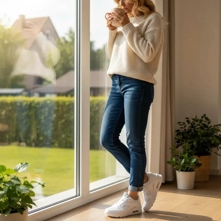 Comfortable women's standing shoes, ergonomic, slip-resistant for safety.
