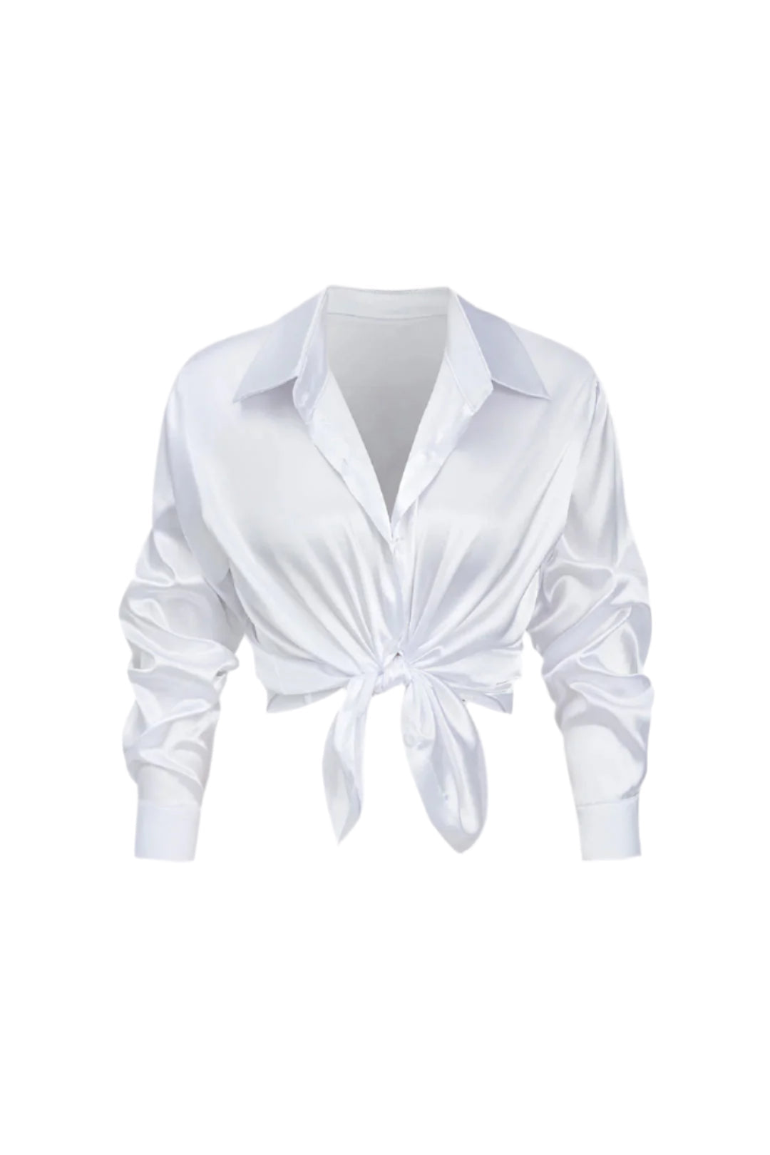 Elegant women's long-sleeve button-down blouse, perfect for office workwear.